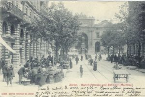 Zürich - Bahnhofstrasse und Bahnhof (Markttag) 1902 Zürich - Bahnhofstrasse und Bahnhof (Markttag) 1902