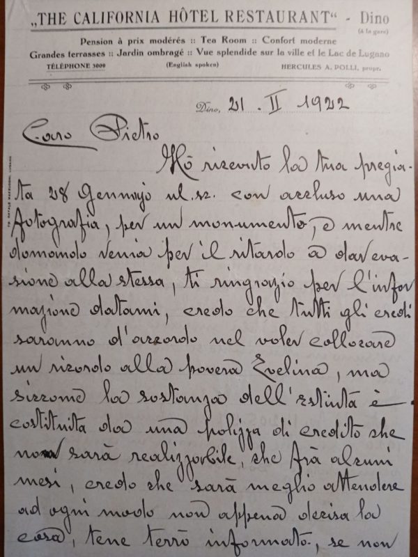 Lettera asilo Sonvico