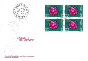 FDC Svizzera 1971 Enfants du Monde – blocco francobolli Helvetia 20c con timbro Bern