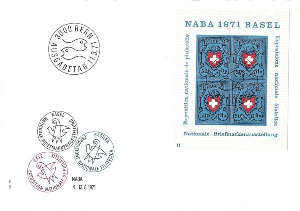 Francobollo NABA 1971 Basilea busta primo giorno FDC Svizzera Francobollo NABA 1971 Basilea busta primo giorno FDC Svizzera