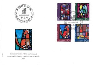 Busta Primo Giorno FDC Svizzera 1971 Pro Patria Festa Nazionale serie completa