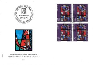 Busta Primo Giorno FDC Svizzera 1971 Pro Patria Helvetia 10+10 blocco da 4