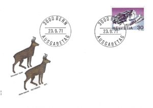 FDC Svizzera 1971 – Les Diablerets – Alpi Svizzere – 30c Busta FDC Svizzera 1971 Les Diablerets francobollo 30c Alpi Svizzere