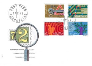 FDC Svizzera 1972 – francobolli speciali – blocco da 4 FDC Svizzera 1972 blocco da 4 francobolli speciali primo giorno