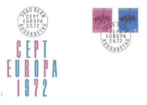 FDC Svizzera 1972 Europa CEPT con coppia di francobolli annullati