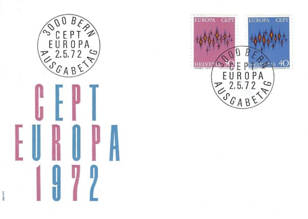 FDC Svizzera 1972 Europa CEPT con coppia di francobolli annullati