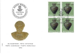 FDC Svizzera 1972 Pro Patria – Blocco 4 francobolli Busta Primo Giorno FDC Svizzera 1972 Pro Patria blocco 4 francobolli