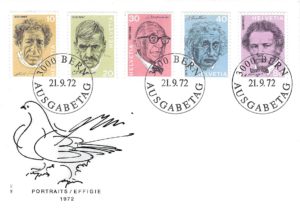 Busta Primo Giorno Svizzera 1972 – Serie Portraits con Einstein FDC Svizzera 1972 serie Portraits con Einstein