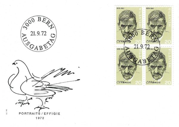 FDC Svizzera 1972 blocco 4 Carl Framme