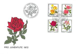FDC Svizzera 1972 Pro Juventute serie Rose blocco 4