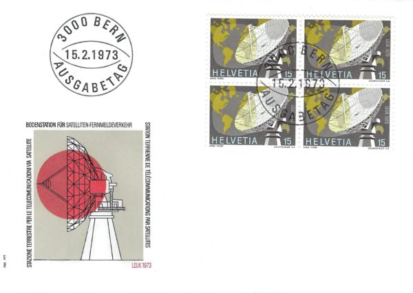 FDC Svizzera 1973 – Telecomunicazioni via satellite FDC Svizzera 1973 telecomunicazioni via satellite blocco 4