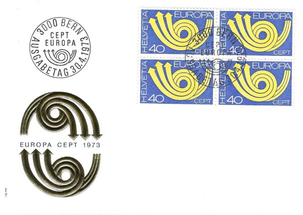 FDC Svizzera 1973 Europa CEPT blocco francobolli 40
