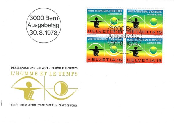 FDC Svizzera 1973 – L’uomo e il tempo FDC Svizzera 1973 L’uomo e il tempo Musée International d'Horlogerie