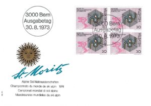 FDC Svizzera 1973 St. Moritz Mondiali Sci Alpino