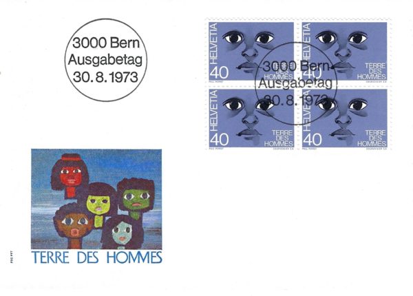 FDC Svizzera 1973 Terre des Hommes blocco 4 francobolli
