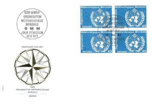 Busta primo giorno OMM 1973 – Centenario Ginevra Busta primo giorno 1973 Organisation Météorologique Mondiale Ginevra Svizzera