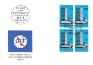 Busta primo giorno Union Internationale des Télécommunications 1973 Svizzera Busta primo giorno Union Internationale des Télécommunications 1973 Svizzera blocco 0.80 CHF