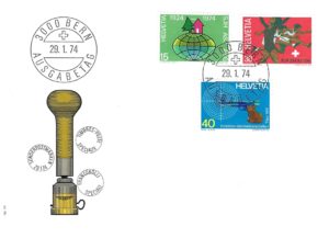 Busta primo giorno Svizzera 1974 Francobolli speciali Busta primo giorno Svizzera 1974 francobolli speciali Helvetia 15c 30c 40c