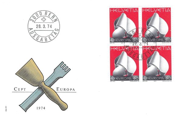 Busta primo giorno Svizzera 1974 CEPT Europa 30c Max Bill Busta primo giorno Svizzera 1974 CEPT Europa 30c Max Bill