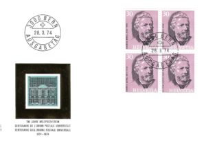 Busta primo giorno Svizzera 1974 Eugène Borel UPU Busta primo giorno Svizzera 1974 Eugène Borel Centenario UPU