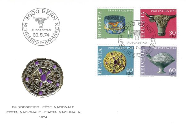 Busta primo giorno Svizzera 1974 Serie Pro Patria Busta primo giorno Svizzera 1974 Serie Pro Patria Festa Nazionale