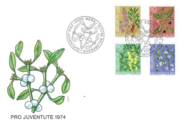 Busta primo giorno Svizzera 1974 Pro Juventute Flora Busta primo giorno Svizzera 1974 Serie Pro Juventute Flora