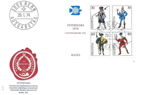 Busta primo giorno Svizzera 1974 Internaba Basilea Busta primo giorno Svizzera 1974 Internaba Basilea Centenario UPU