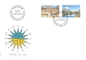 Francobollo Svizzera 1977 Europa CEPT Paesaggi 2 valori