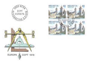Francobolli Svizzera 1978 – Europa CEPT Stockalperpalast FDC Svizzera 1978 – Serie Europa CEPT Stockalperpalast Brig