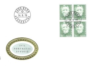 FDC Svizzera 1978 Abbé Joseph Bovet FDC Svizzera 1978 Abbé Joseph Bovet con blocco da quattro francobolli