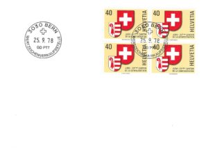 FDC Svizzera 1978 Jura 23° Cantone con blocco da quattro francobolli