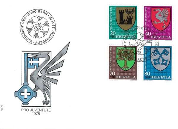 FDC Svizzera 1978 Pro Juventute con serie completa di quattro francobolli
