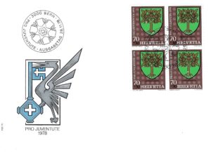 FDC Svizzera 1978 Pro Juventute Cabbio blocco 70+30