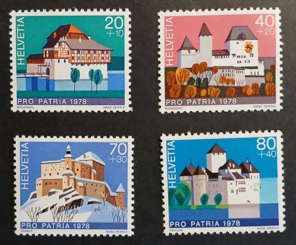 Serie francobolli Svizzera Pro Patria 1978 Castelli