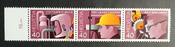 Svizzera 1978 – Striscia francobolli Lavorare in sicurezza Francobolli Svizzera 1978 Lavorare in sicurezza – striscia