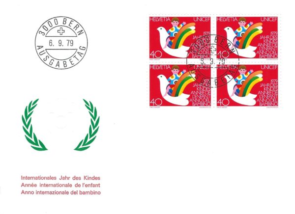 FDC UNICEF Svizzera 1979 Busta Primo Giorno UNICEF 1979 Anno Internazionale del Bambino