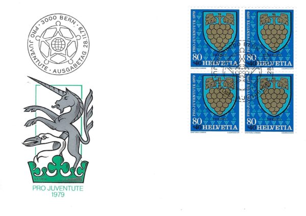 FDC Svizzera 1979 Pro Juventute stemma Perroy