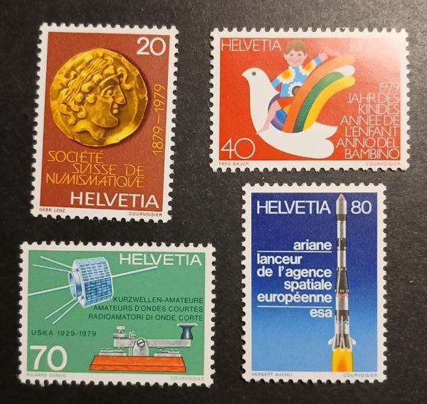 Svizzera 1979 – Set di 4 francobolli Helvetia Set francobolli Svizzera 1979 Helvetia non circolati