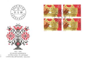 Busta Primo Giorno Svizzera 1980 con quartina Heimatwerk da 40 centesimi.