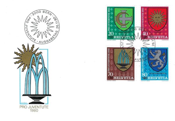 Busta FDC Pro Juventute 1980 Busta FDC Pro Juventute 1980 stemmi comunali