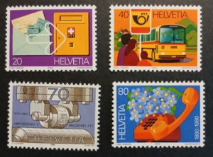 Serie francobolli PTT Svizzera 1980 MNH Francobolli Svizzera PTT 1980 serie completa MNH