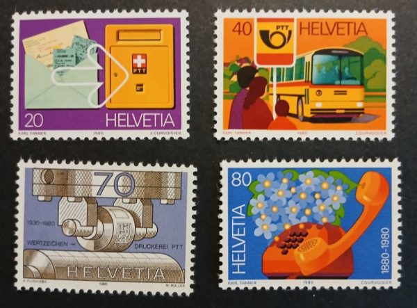 Serie francobolli PTT Svizzera 1980 MNH Francobolli Svizzera PTT 1980 serie completa MNH