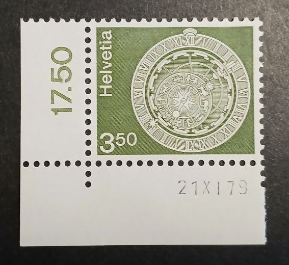 Francobollo astrolabio Svizzera 1979 MNH con bordo Francobollo Svizzera 1979 astrolabio 3.50 MNH con bordo