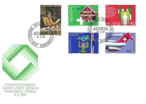 Francobolli Svizzera 1981 emissione speciale Serie francobolli Svizzera 9 marzo 1981 emissione speciale