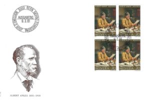 Francobolli Svizzera 1981 Albert Anker Blocco 4 francobolli Svizzera 1981 Albert Anker