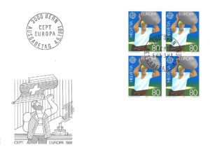 FDC CEPT Europa 1981 Svizzera 80c Busta primo giorno CEPT Europa 1981 blocco 80c Svizzera