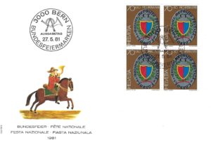 FDC Pro Patria 1981 70+30c CT blocco da 4 Busta primo giorno Pro Patria 1981 70+30c CT blocco da 4