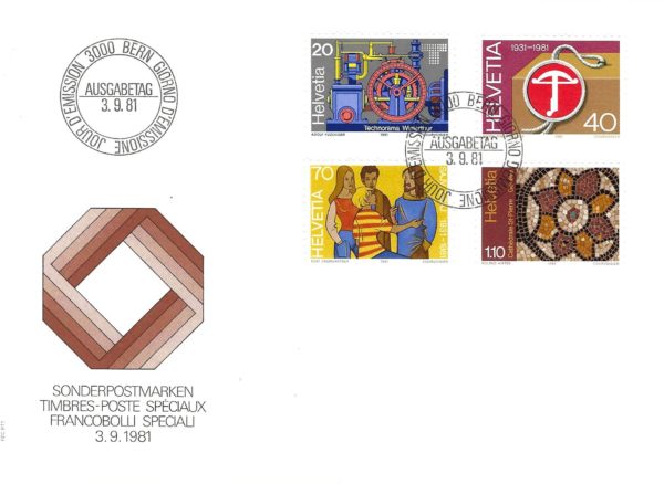 FDC Svizzera 1981 francobolli speciali serie completa Busta primo giorno Svizzera 1981 serie francobolli speciali