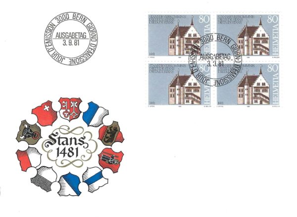FDC Svizzera 1981 Stans 1481 FDC Svizzera 1981 Stans 1481 con francobolli da 80 centesimi