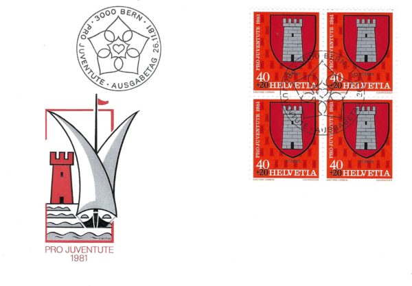 FDC Pro Juventute 1981 Torre FDC Pro Juventute 1981 stemma comune Torre